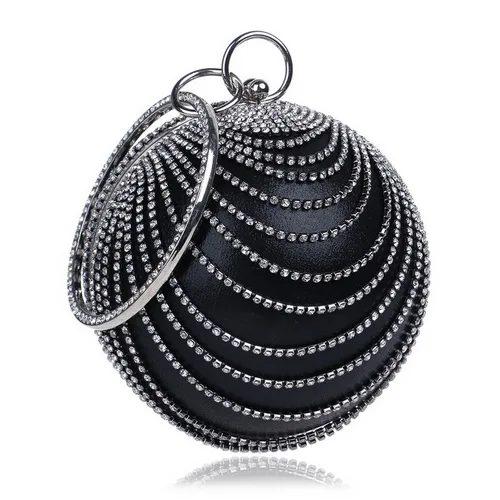 YM1158black SEKUSA, круглый шар, бриллиантовая кисточка, женские вечерние клатчи, вечерняя Свадебная сумка, свадебная сумка, Сумочка на плечо, браслет, клатч - Цвет: YM1158black