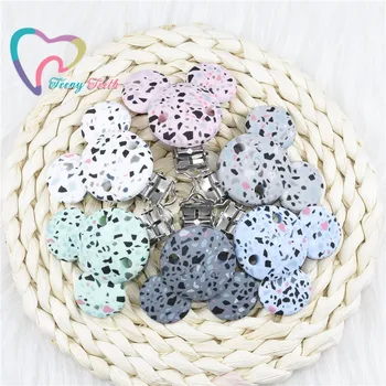 

1 PC Terrazzo Mickey Pacifier Clips Food Grade Silicone Nipple Holder For DIY Tool Accessories BPA Free Baby Teething Beads