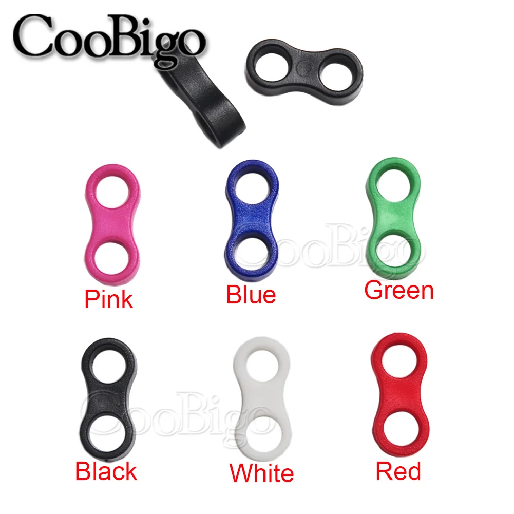 Description Picture 3 of itemStopper Slider Clips Plastic Toggles Cord Lock Ends 2 Holes Paracord Boots Backpack Garment Masks DIY Accessories Colorful 10pcs