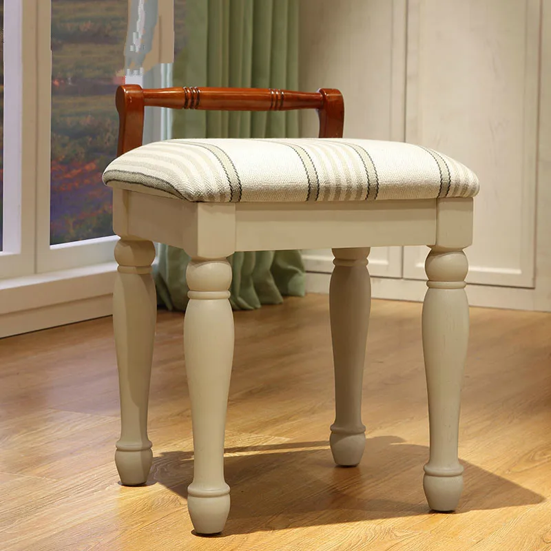 

H1 American Simple Princess Makeup Stool Garden Bedroom Net Red Dressing Table Stool Solid Wood Furniture Silla Para Maquillaje
