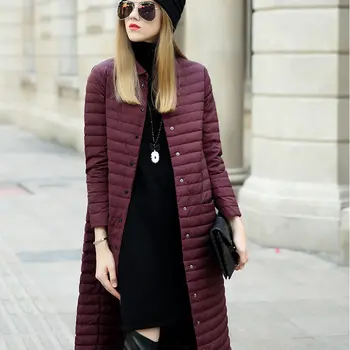 

Casual Slim Women Long Winter Solid Light Coat Fashion Solid Puffer Coat Long Sleeve Women Winter Ultra Light Duck Warm Coat
