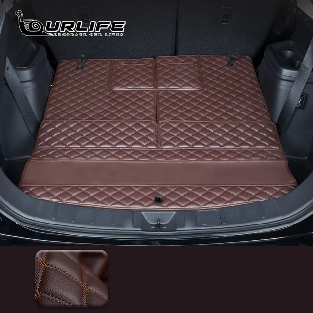 Leather For Mitsubishi Outlander 4WD 2WD 2013 2014 2015 2016 2017 2018 2019 2020 2021 Trunk mat mats Rug Carpet Accessories 7 Seats Brwon A