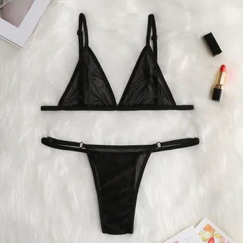 

Women Sexy Bra Sets Deep V Wire Free Bras And Panty Set Lace Hollow Openwork Perspective Lntimate Underwear Lingerie Ladies Bras