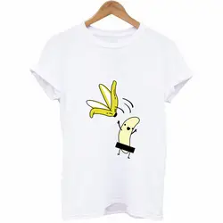 Забавная Футболка с принтом банана, женская футболка с коротким рукавом и круглым вырезом, свободная футболка 2019, летняя футболка