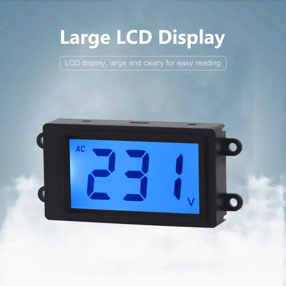 AC Voltmeter Digital LED Display Voltage Meter Panel 2 Wire Mini Voltage Tester 70-380V Volt Gauge