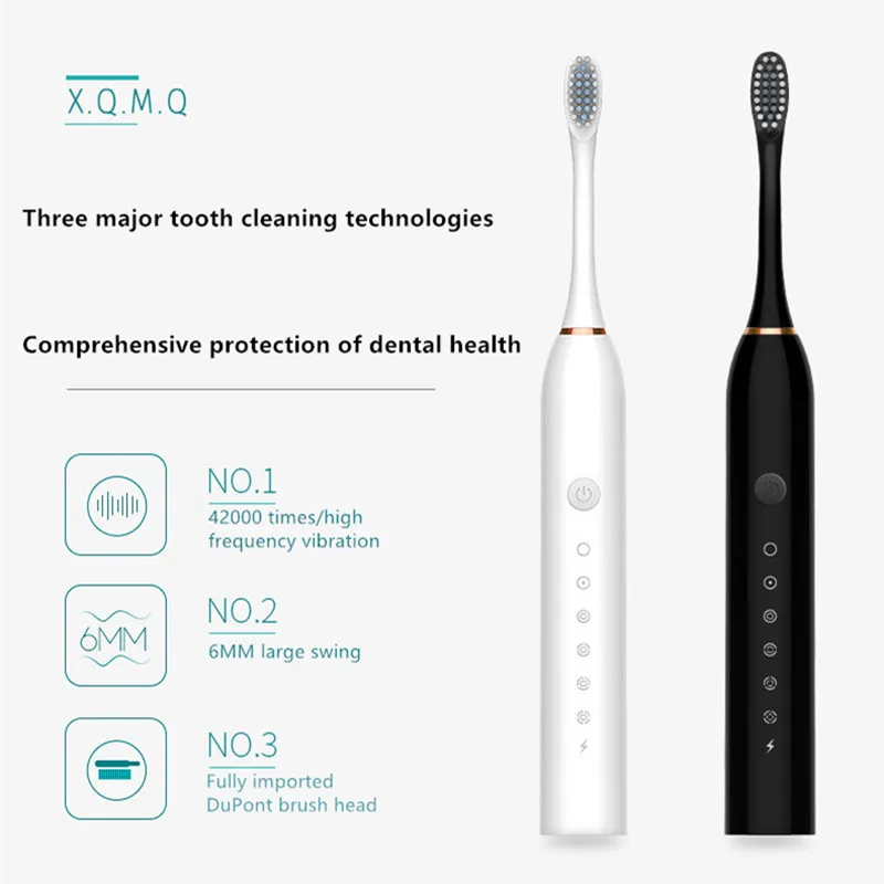 Sonic Electric Toothbrush 6 Mode USB Charger IPX7 Waterproof Adult timer Brush Tooth Brushes Replacement Heads Teeth Whitening Sonic Electric Toothbrush 6 Mode USB Charger IPX7 Waterproof Adult timer Brush Tooth Brushes Replacement Heads Teeth Whitening