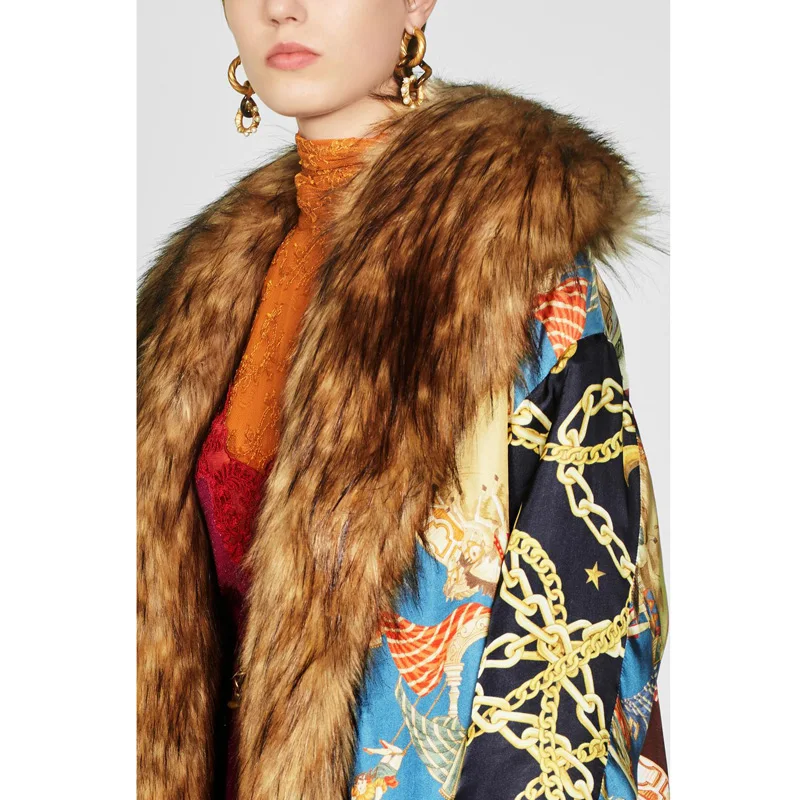 ZOEPO, тонкие пальто с мультяшным принтом, женские модные зимние толстые куртки с искусственным мехом, женские элегантные длинные пальто, женские, дамские, JR