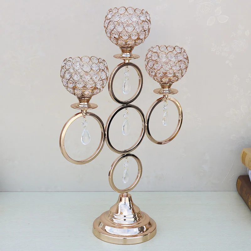10pcs/Lot Table Candle Holders Plating Metal Candlestick Geometric Round Romantic Candle Holders For Wedding Dinner Decor ZZT030