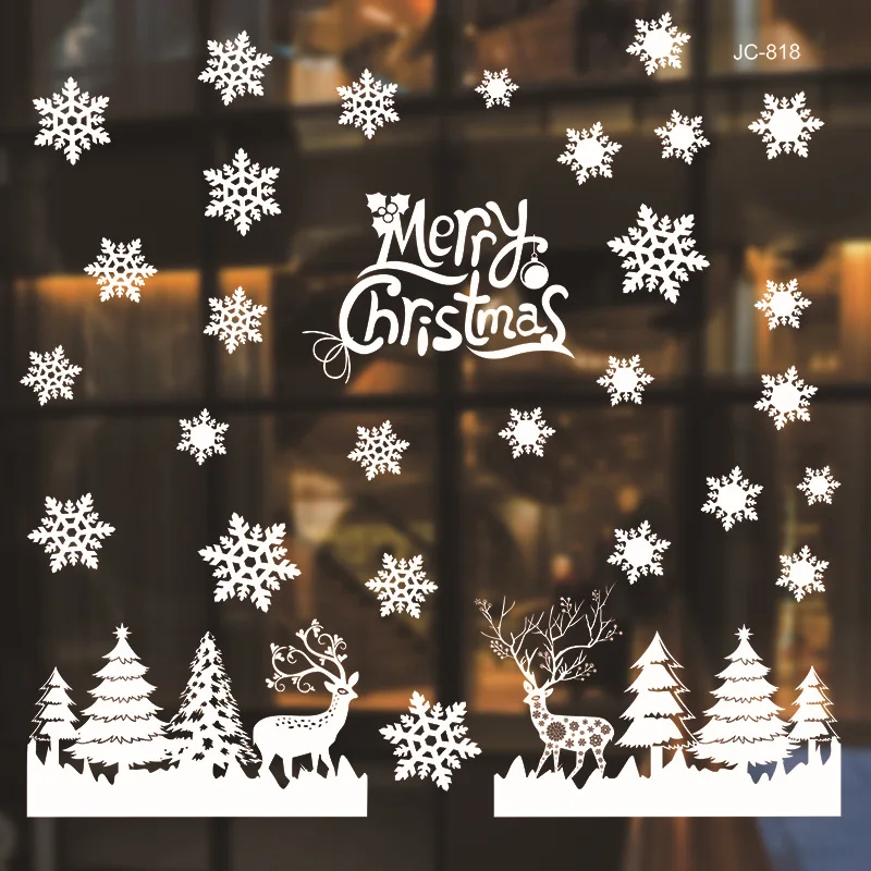 White Snowflake Christmas Glass Window Stickers Electrostatic Decoration Shopwinders Picture | Дом и сад