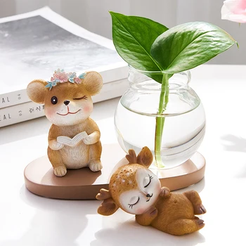 

Creative Hydroponic Plant Transparent Vase Glass Tabletop Plant Terrarium For Home Weddin animal Modern minimalist design Vase