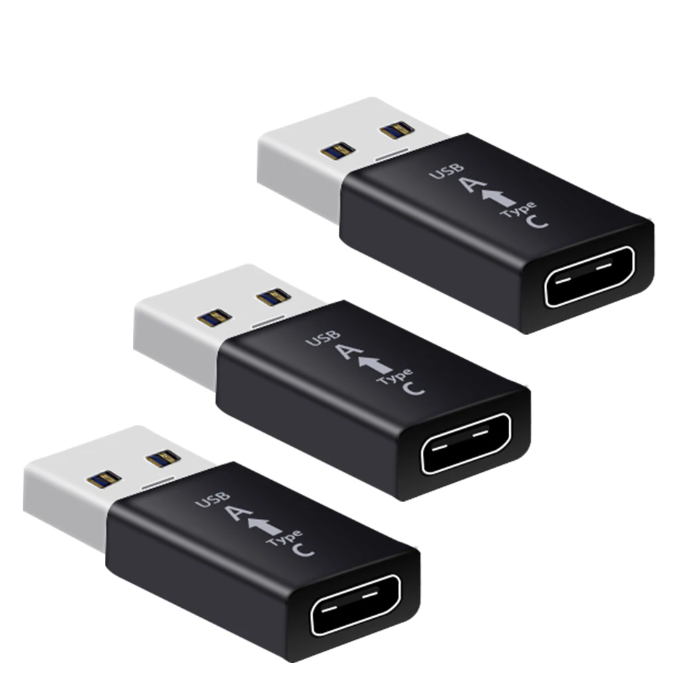3 шт. USB 3,1-type C Usb C Otg адаптер конвертер для samsung S10 S9 plus huawei 20 Pro Xiaomi Redmi Note 8 Pro OnePlus 7T UsbC - Цвет: Черный