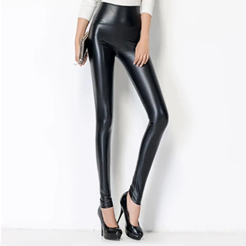 black leather tight pants