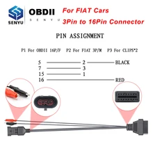 Для Fiat 3 Pin OBD в OBD2 16Pin разъем адаптер для Fiat 3 Pin OBD 2 OBD2 автомобильный диагностический инструмент ODB2 OBD2 удлинитель