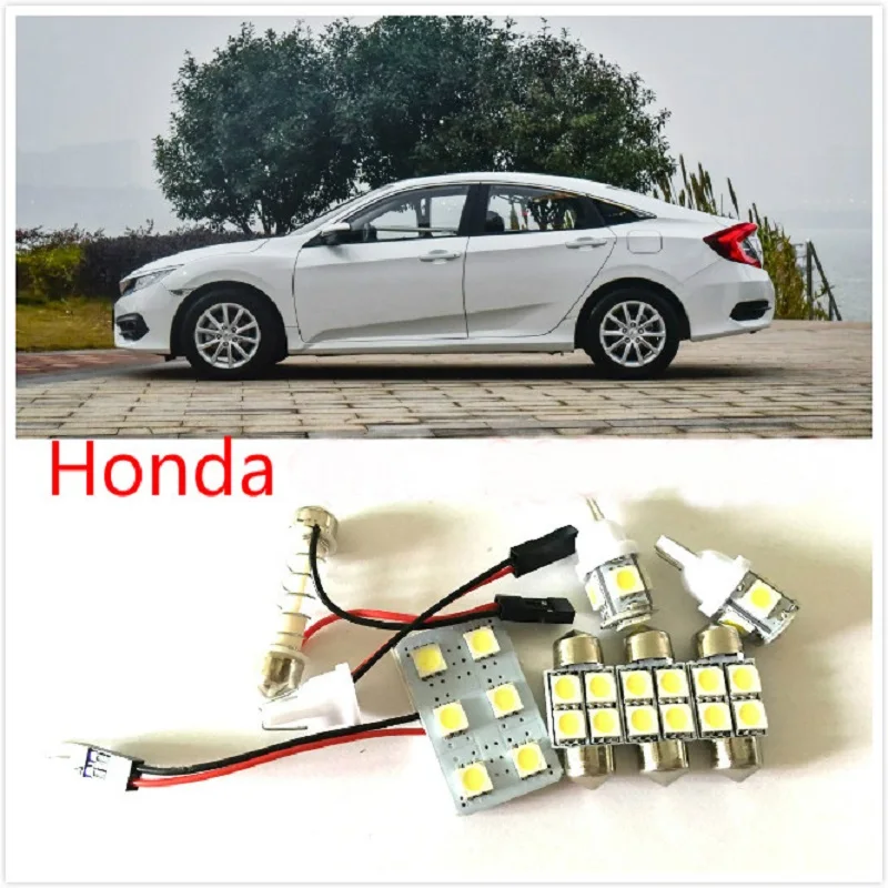 6PCS White LED lights interior package kit For Honda Civic Accord City