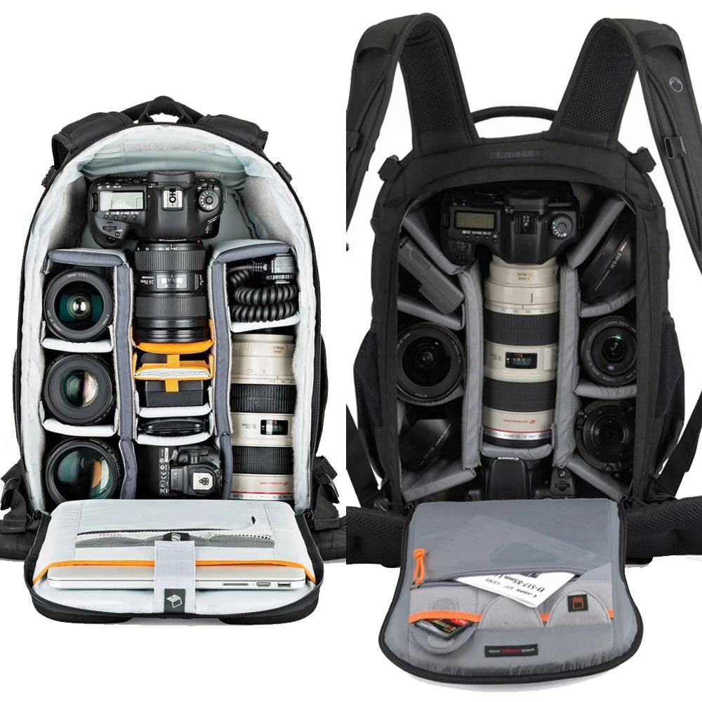 Waterproof Camera Photo Bag Genuine Lowepro Flipside 400 AW 400 AW II Digital SLR Travel Tripod Lens Backpack For Canon Nikon