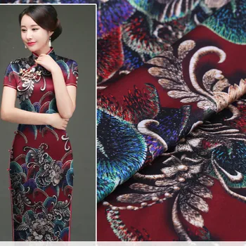 

108cm wide silk stretch satin fabric meter digital print dress Chinese silk fabric stretch spandex fabric wholesale silk cloth