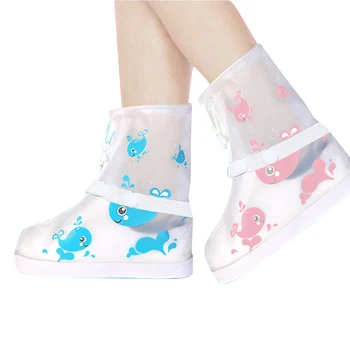 

New Kids Shoe Dust Covers Children Waterproof Shoes Covers Cartoon Whale Non-Slip Zipper Reusable Cute Outdoor Activities 2020