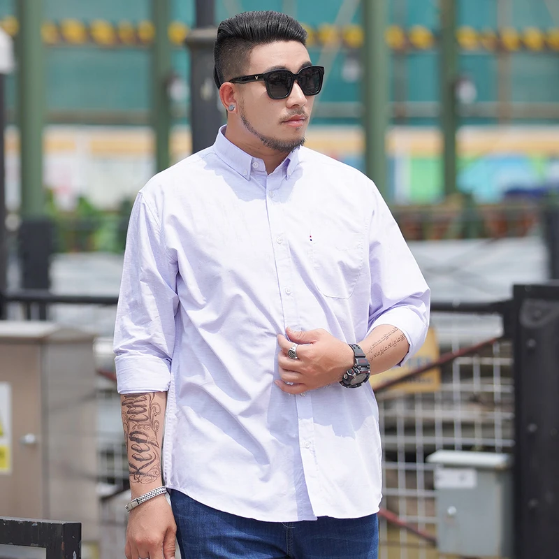 10XL 8XL 6XL осень и зима новая британская Однотонная рубашка мужская с длинными рукавами дикие Блузы больших размеров M-5XL