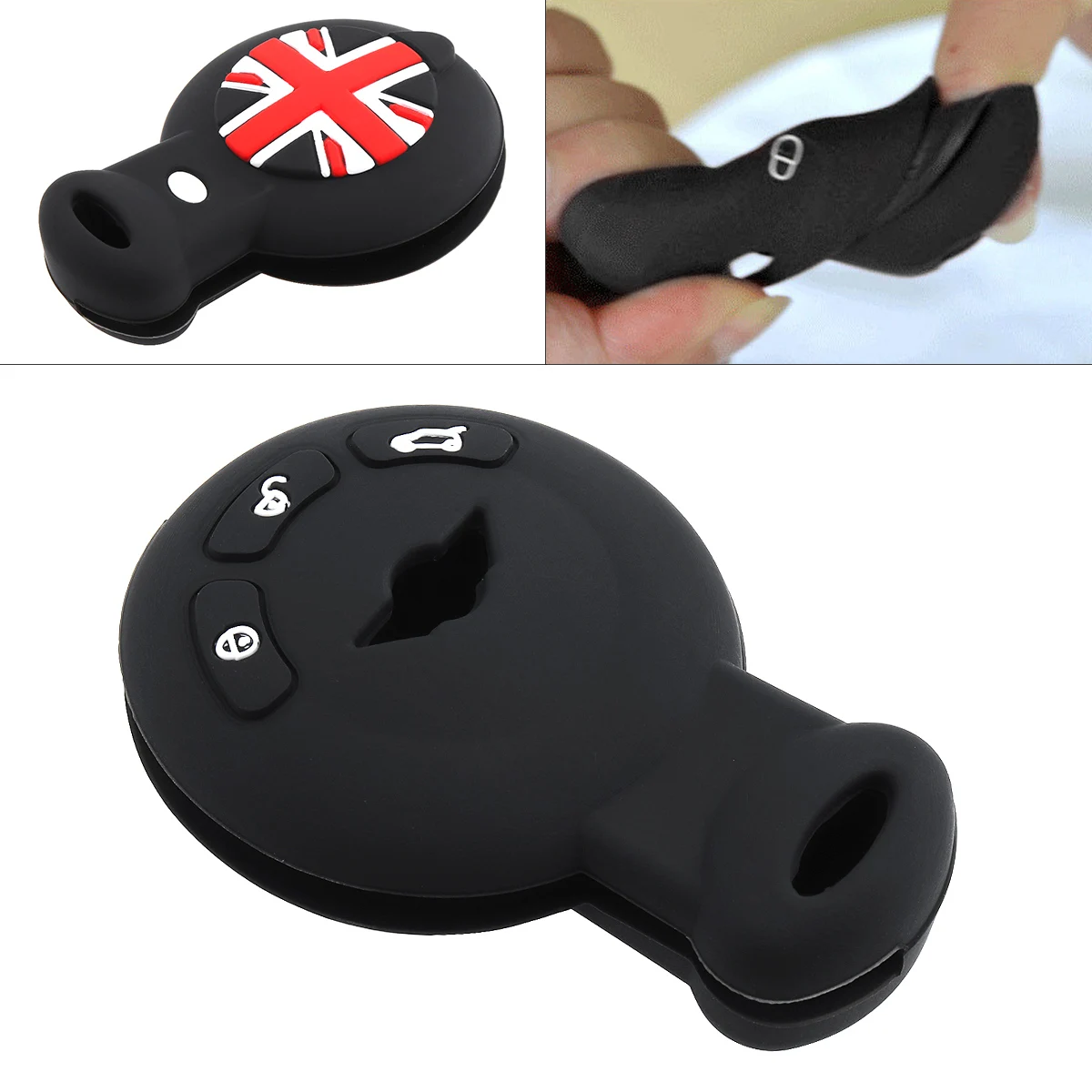 3 Buttons Silicone Smart Remote Car Key Case Protector Holder Keyless Entry Transmitter Key Case for BMW Mini Cooper 2007-2014