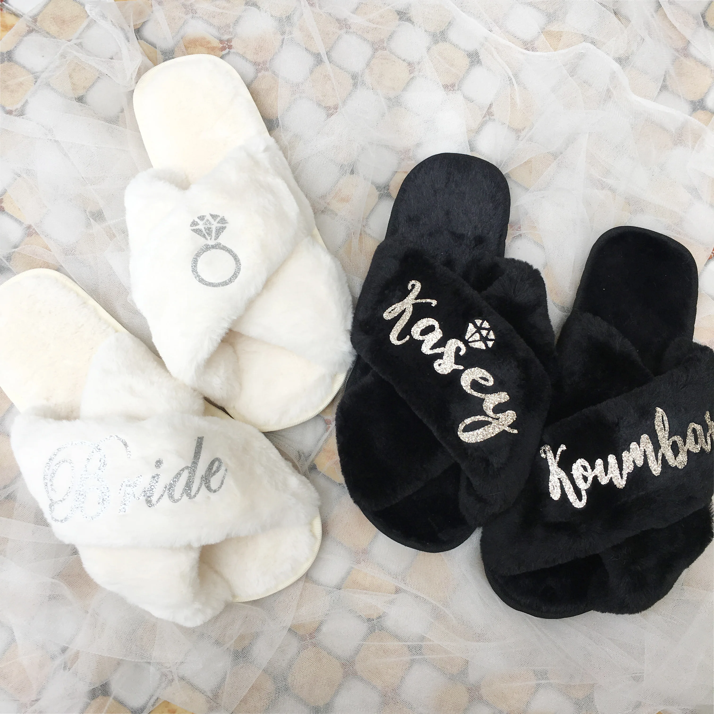 

Custom Bride Groom Bridesmaid Groosman gift personalized wedding proposal slippers for hen party guests 1pairs lot free shipping