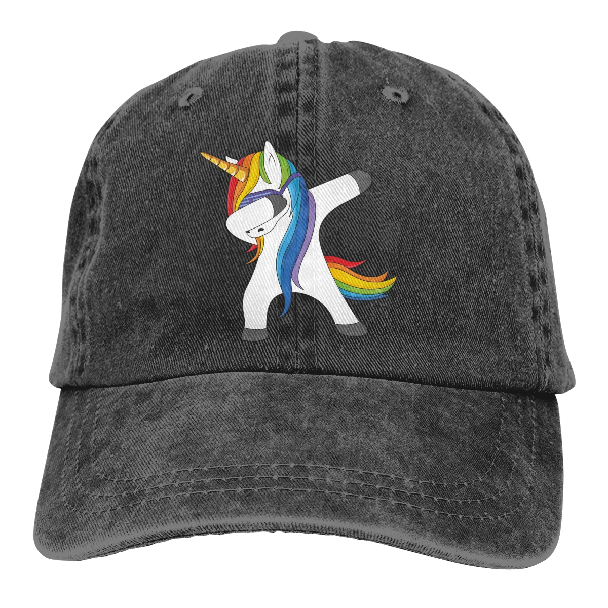 Dabbing Единорог Casquette черный унисекс Мужские Женские джинсовые бейсболка с ремешком кепки Регулируемый Гольф папа шляпа
