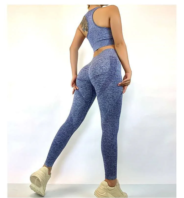 Women Yoga Set Seamless Leggings+Bra Gym Clothing Workout Sport Suit Female BRA Fitness Active Wear | Спорт и развлечения