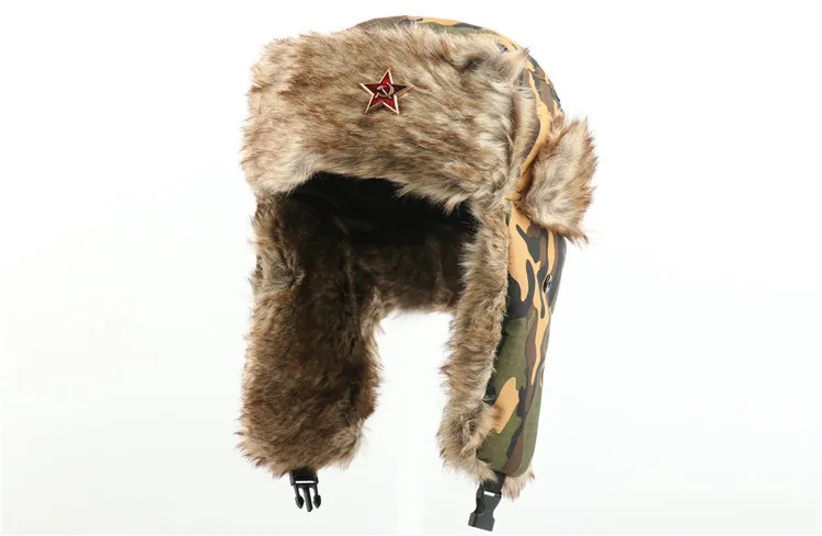WZCX, камуфляжная, советская, военная, значок, пилот, охотник, шапка, сохраняет тепло, ветрозащитная, утолщенная, ушанка, мужская, снежная шапка, Лыжная шапка