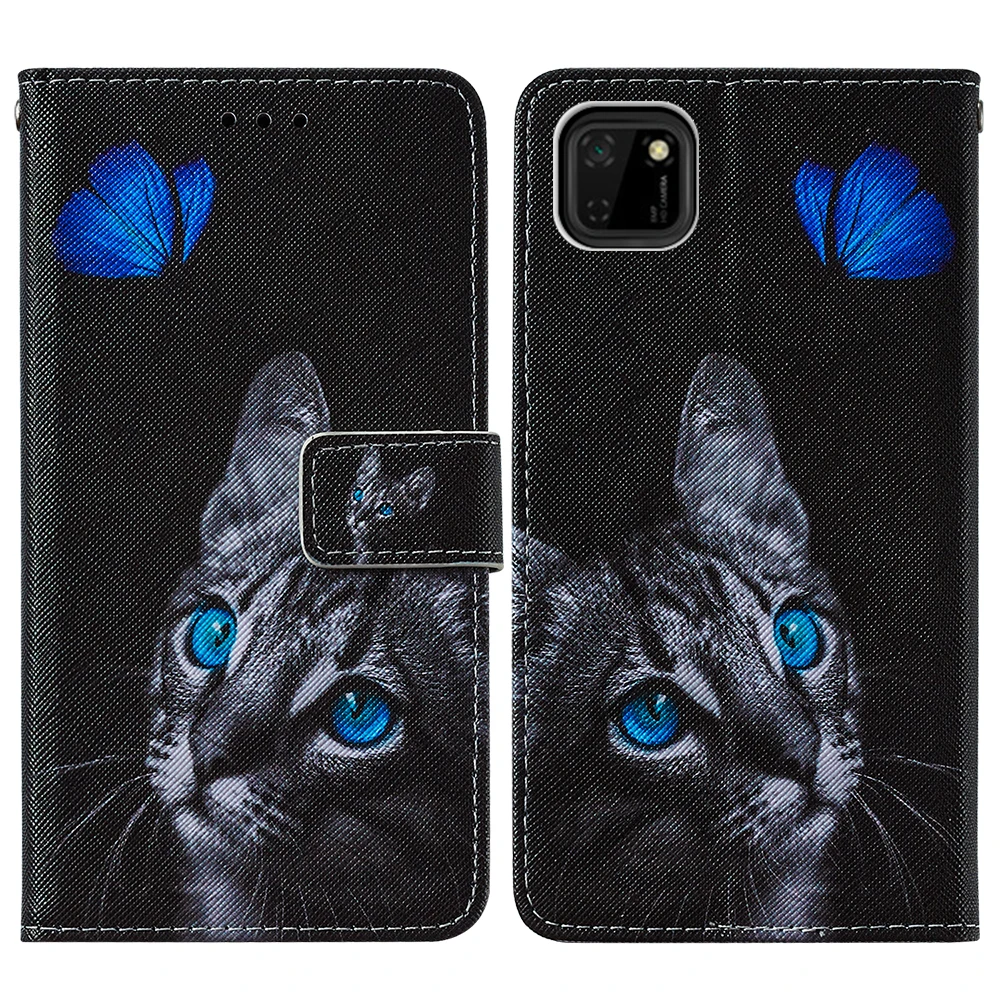 Flower Pattern Case For Huawei Y5P Y6P P Smart 2020 Honor 9S Panda Cat butterfly Painted Book Flip Leather Phone Cover waterproof case for huawei
