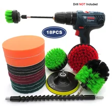 18 шт. насадка в виде Щетки Набор насадок, скрабы и губки, удлинение длительного крепления Все назначения чистой для ванной, ванной комнаты, кухни