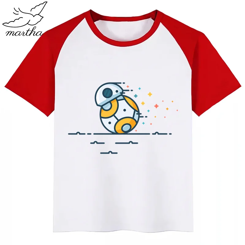 Новая футболка «Звездные войны» Bb8 футболки с милым животным принтом для девочек Детская Удобная футболка с круглым вырезом одежда с короткими рукавами для мальчиков и девочек