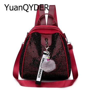 

Contrast Color Letter Cute Bear Tassel Backpack for Women Waterproof Oxford Cloth School Bags Teenager Girls Travel Shoulder Bag