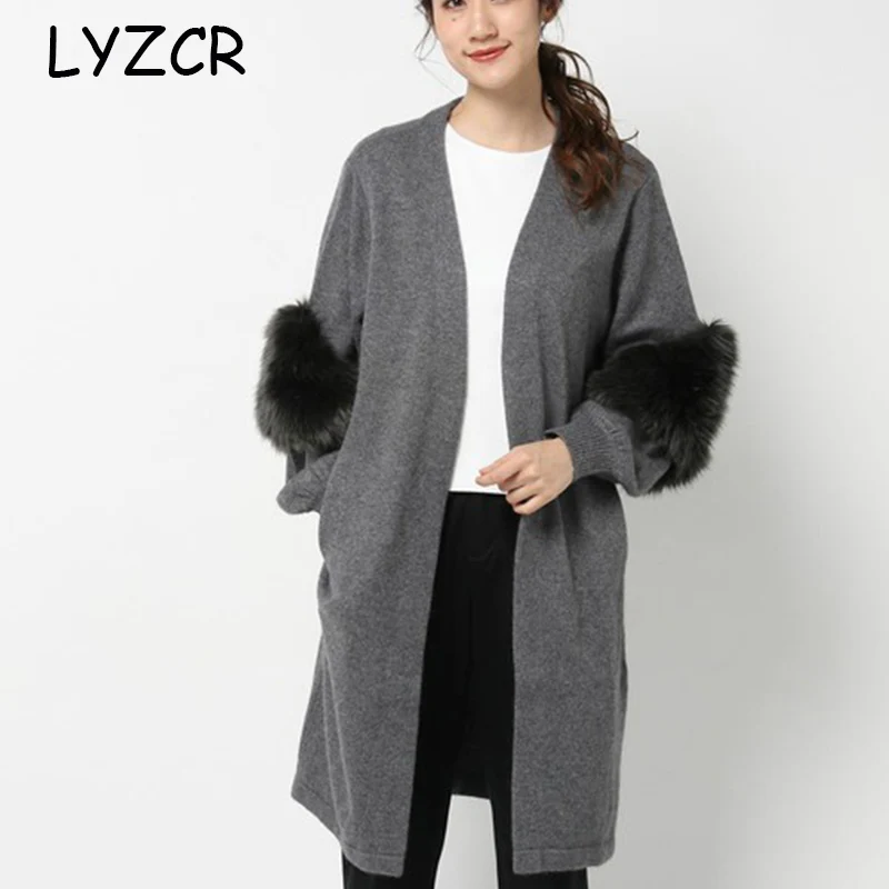 Зимняя куртка, вязаный женский кардиган, длинный,, большой размер, кроличий мех, свитер, женский кардиган, верхняя одежда, женское осеннее пальто