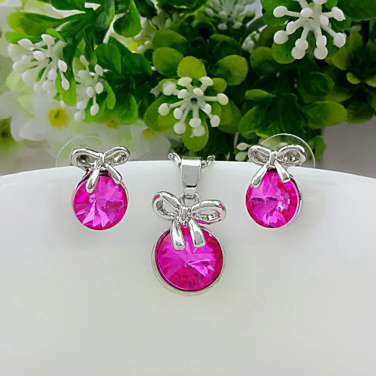 252 purple red Ювелирные изделия звезды, новая мода, ожерелья для женщин,, сплав, металл, ювелирное изделие, наборы, цветок, кристалл, серьги-гвоздики - Окраска металла: 252 purple red