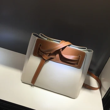 

New 2020 Genuine Leather Panelled Tote Bag Casual Large Capacity Shoulder Messenger Bag High Quality Shoulder Messenger Bags