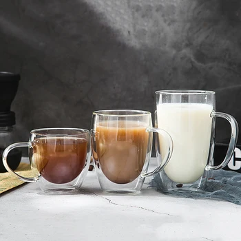 

New Heat Resistant Double Wall Glass Cup Beer Espresso Coffee Cup Set Handmade Beer Mug Tea Glass Whiskey Glass cups Drinkware