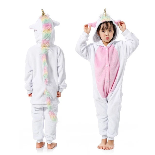 Kigurumi/Детские пижамы с единорогом для мальчиков и девочек; фланелевые детские рождественские пижамы с единорогом; зимняя одежда для сна с животными - Цвет: as picture