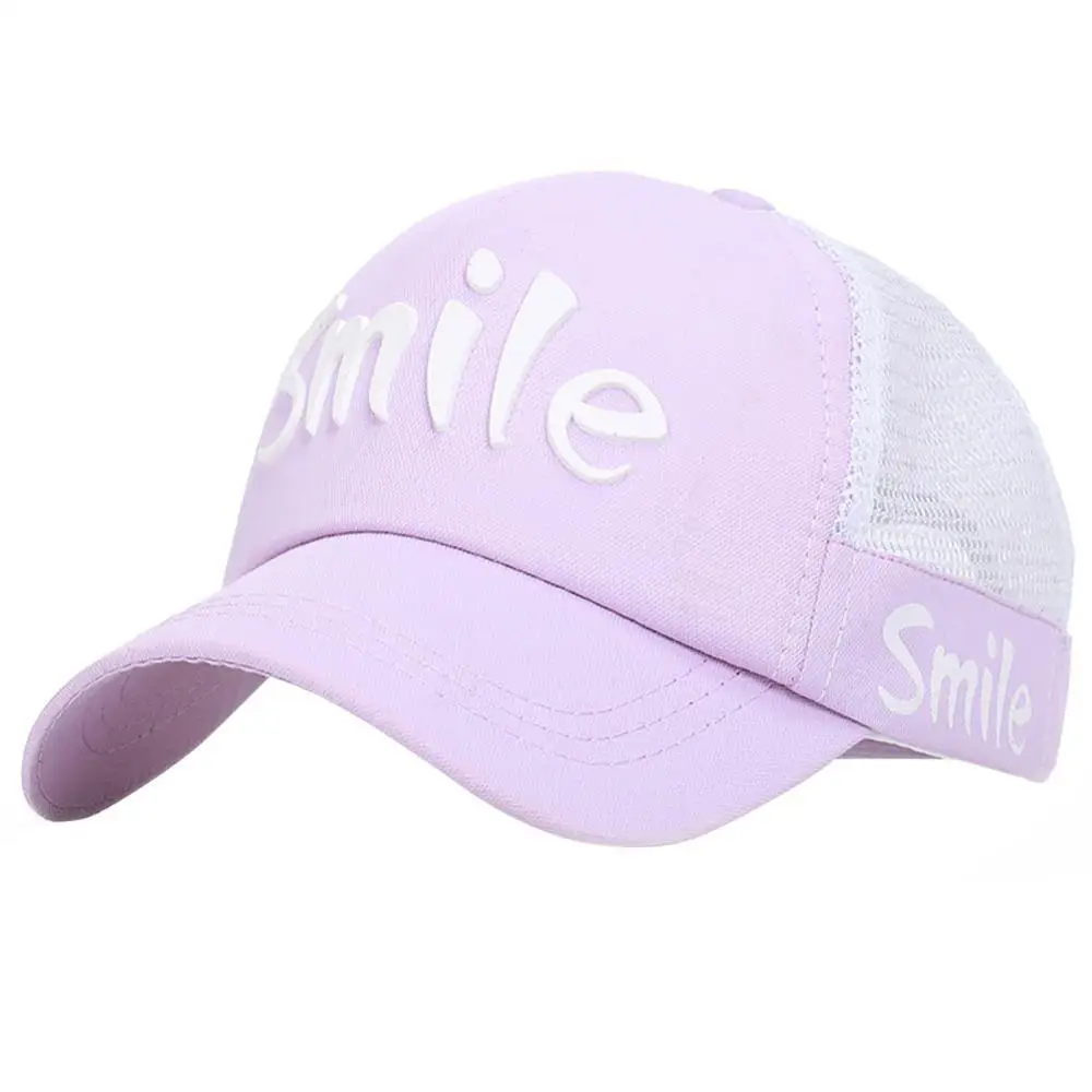 Летняя кепка с надписью «Smile», сетчатая бейсболка, Детские наружные головные уборы с регулируемой застежкой сзади - Цвет: Z