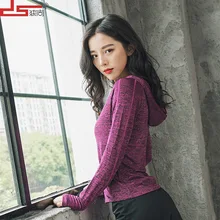 Осенняя и зимняя быстросохнущая одежда для йоги, бега, топы, эластичный свитер для фитнеса, женский спортивный свитер с капюшоном