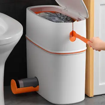 

Trash Can with Lid Portable Automatic Packing Waste Bin for Office Kitchen Toilet Bathroom