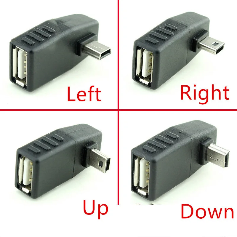 Мини 5P автомобильный аудио микро USB штекер к USB Женский флэш U диск OTG адаптер портативный вверх/вниз/Leftward/Rightward черный