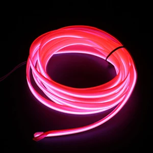 Okeen 1m/2m/3m/5m Neon LED Car Interior Lighting Strips Auto LED Strip Garland EL Wire Rope Car Decorative lamp Flexible Tube Pink