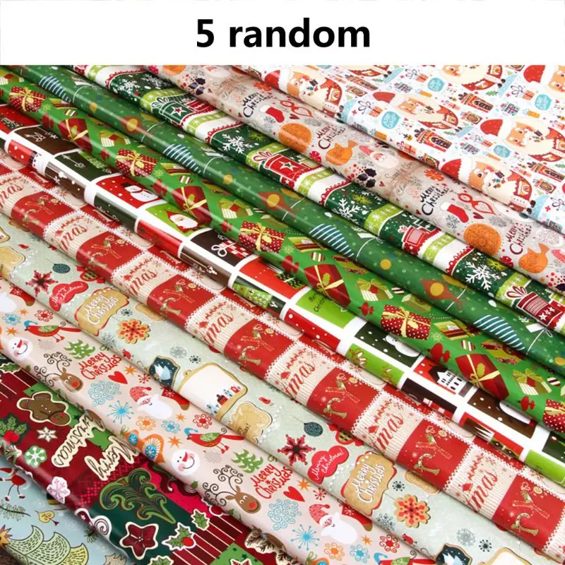 

5 Sheets 50x70cm Gift Wrapping Paper Present DIY Packing Wraps for Xmas Party Christmas Festival