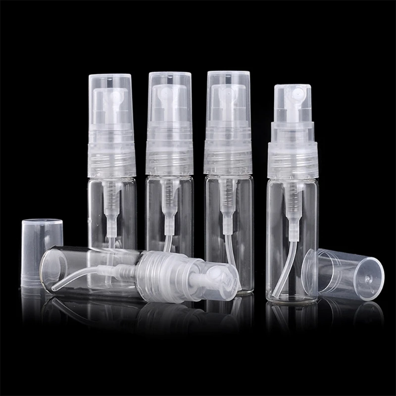 

100Pcs Mini Clear 2ml Plastic Refillable Spray Bottles Portable Perfume Mouthwash Sample Vial Cosmetic Atomizer Liquid Container
