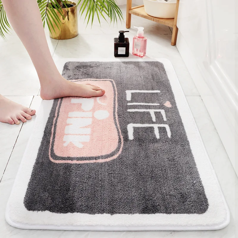Стиль для девочек розовый Флокированный дверной коврик туалетный водопоглощающий скользящий коврик Домашний дверной коврик для спальни