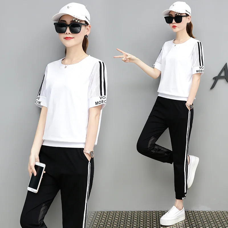 

Figure Rong Summer Girl'S Short Sleeve Sports Clothing Set Korean-style Large Size Printed Fashion Casual Two-Piece Set