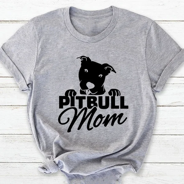 Футболка Pitbull Mom с надписью для мам Женская Повседневная хлопковая смешная