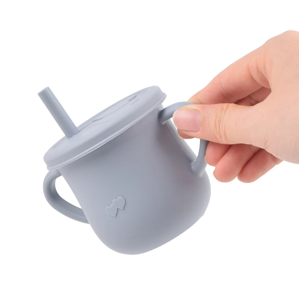Drinking Cup Silicone Cups Feeding Cup 1Cup 2Lid Silicone Sippy Cups Snack Cup Baby Training Cup