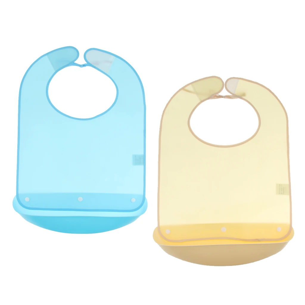 Eating Drinking Bib Meals Clothing Protector Bibs Disability Aid Apron with PE Crumb Catcher Pocket for Elderly