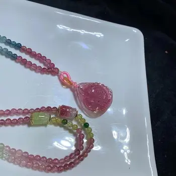 

Certificate Natural Red Watermelon Tourmaline Quartz Pendant Carved 22×24mm Crystal Wealthy Stone Women Men AAAAAA
