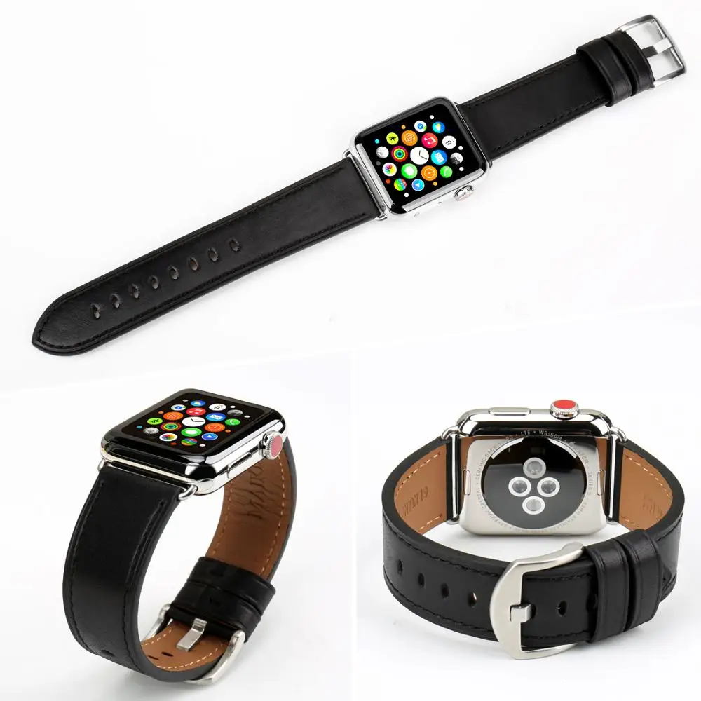 Ремешок кожаный высокого качества для Apple Watch 6 SE 5 4 3 2 1 38 мм 40 мм, 44 мм 42 мм